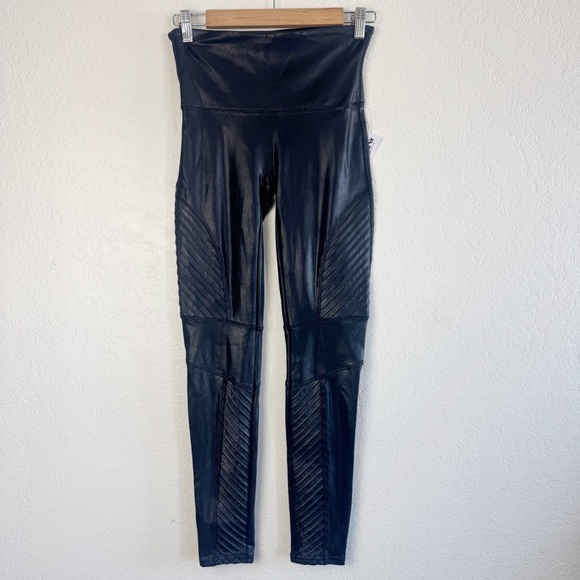 SPANX Black Leggings with Moto Detail - Picture 2 of 7